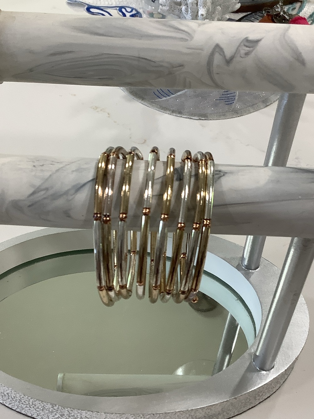 Tri Color Mixed Metal Coil Bracelet - Unbranded VINTAGE
